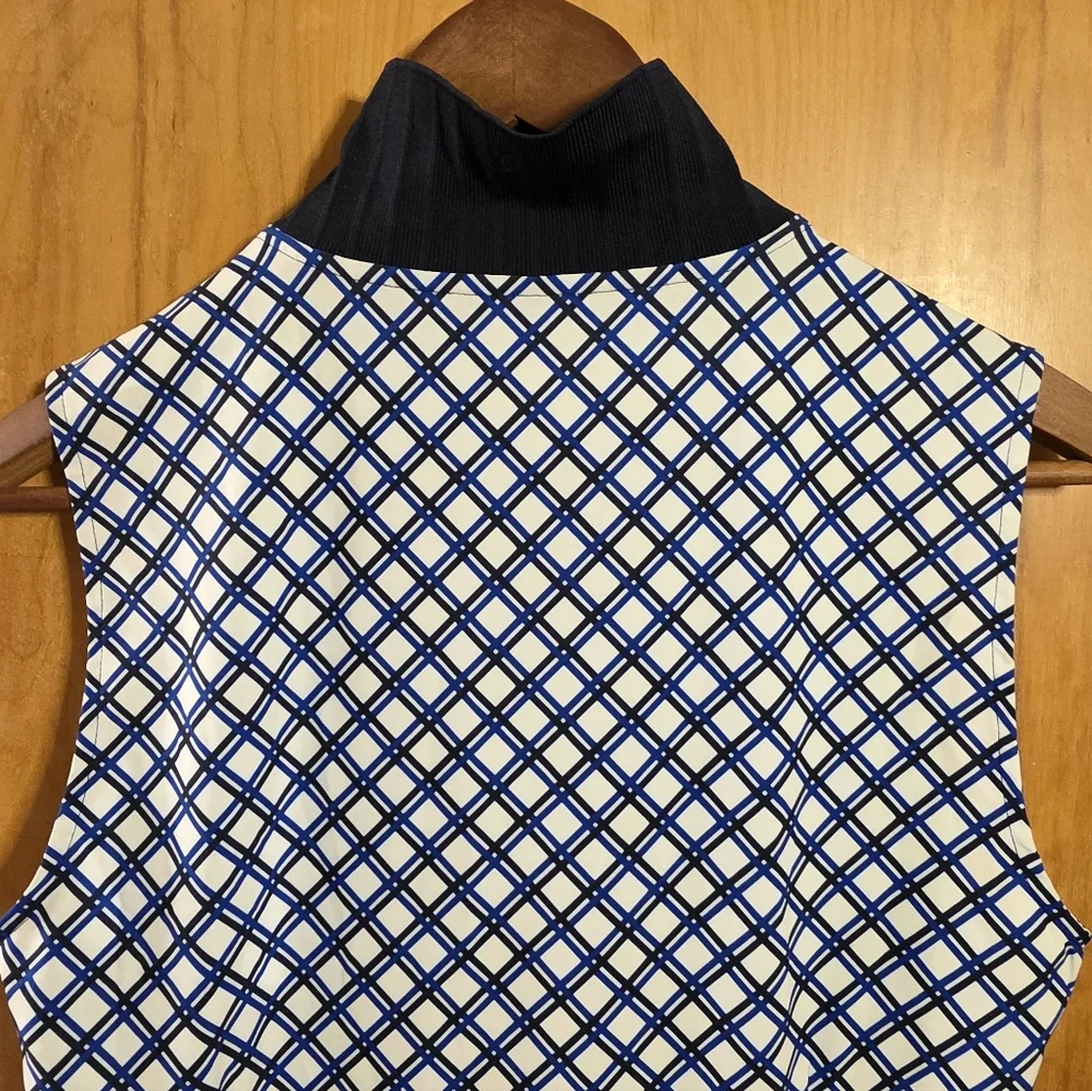 Tory Burch Blue and White Sleeveless Polo Mini Dress